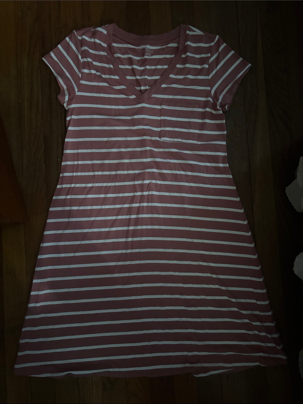 Market & Spruce Rose and White Striped V-Neck Dress